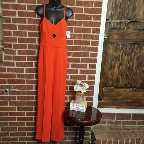 Trina Turk Sunbeam Keyhole Elegant Jumpsuit 2 Clemson Orange - Picture 2 of 10